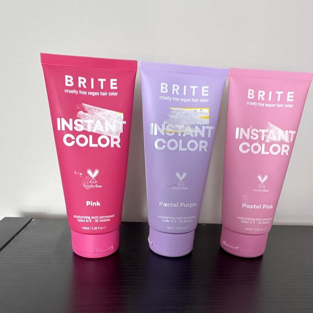 BRITE Cruelty-Free Vegan Hair Dye Wholesale Bulk Lot 3 Pink/Pastel Purple